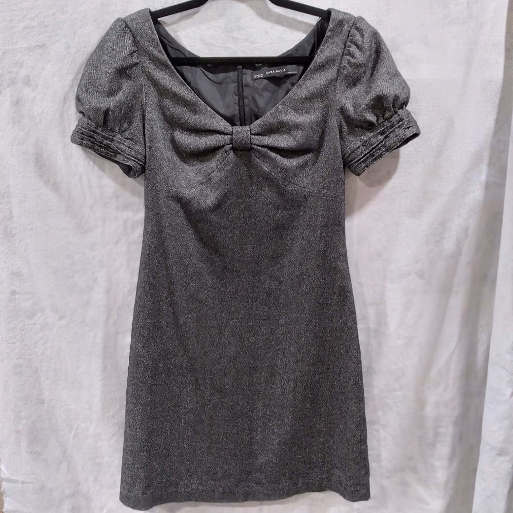 Zara Black Sheath Dress with Puff Sleeves